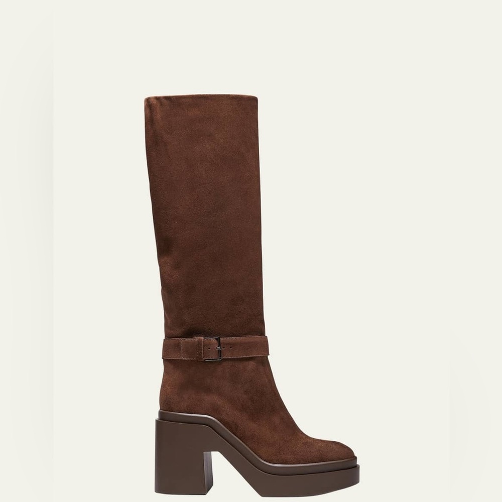CLERGERIE Ninon 10 Suede Knee-high Boots In Brown